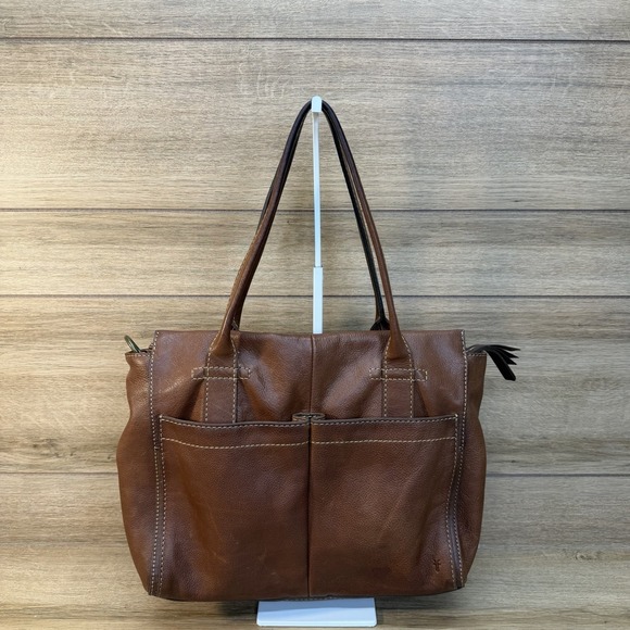 Frye Handbags - Frye Brown Leather Tote Handbag Western Boho Classic Vintage Distressed Pockets